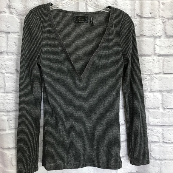 GUESS Jeans Authentic NWOT Metallic Thread V-Neck Henley CTRR Vintage Deadstock - Picture 3 of 10